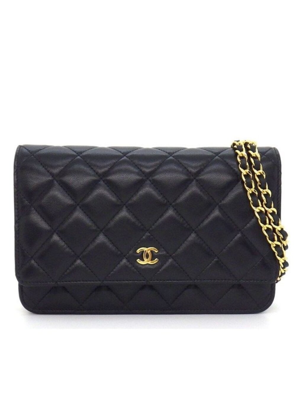 Chanel Shoulder Bag Quilted Classic Chain Wallet Onwards Black Lambskin